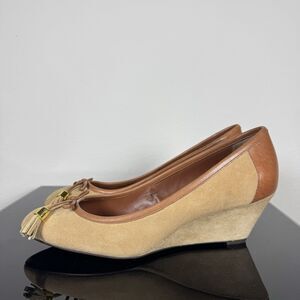 Lauren Ralph Lauren Heels Womens 9.5 B Tassel Wedge Pumps Casual Brown Slip On